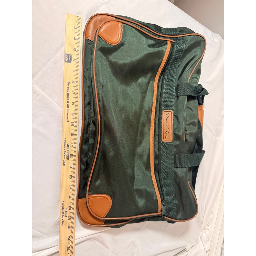 Oscar de la Renta Vintage Green Nylon Duffel Travel Bag Henry Rosenfeld Luggage